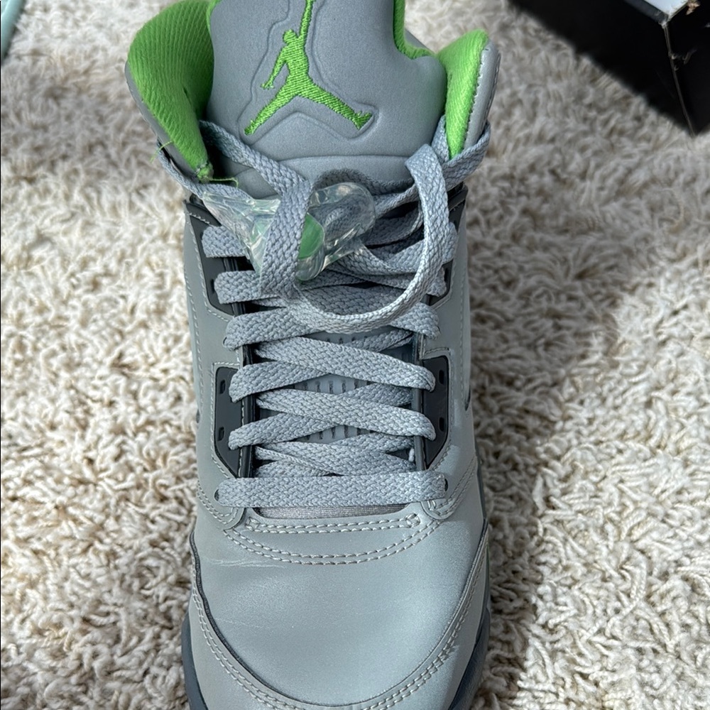 Kids Gray and Green Jordan Shoes